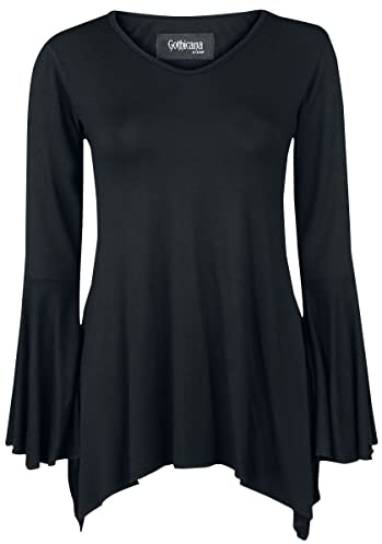 Gothicana by EMP Damen schwarzes Langarmshirt mit Trompetenärmeln
