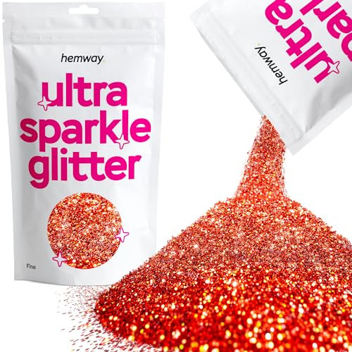 Hemway Ultra Sparkle Glitter - Red Holographic | Fine Metallic Flakes for Resin & Epoxy Crafts | Supplies for Tumblers, Festival, Hair, Face, Body, Eye & Nail Art Decoration | 100 g