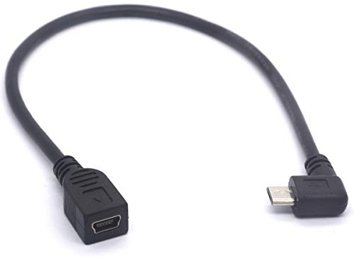 Mini USB Female to Micro USB Left Cable Cord - 90 degree B Micro Usb Male to Mini Female Connector Adapter for MP3 Camera (Left)