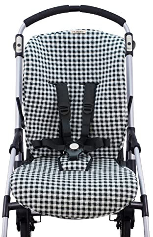 JYOKO KIDS Colchoneta para Silla de Paseo y cochecito de bebé compatible con Bugaboo Bee 3, Bee plus, Bee 5, Elaborada en Tejido de Algodón + Espuma y Técnico Transpirable (Vichy)