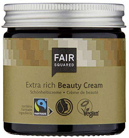FAIR SQUARED Beauty Creme Argan 50 ml - Hautcreme Intensivpflege für sehr trockene Haut - Vegane Fairtrade Naturkosmetik im Zero Waste Pfand-Glastiegel