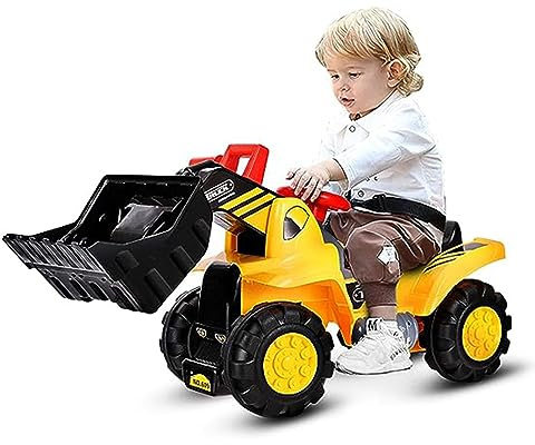 GOPLUS Bulldozer Kinderfahrzeug, Kinderauto Kinder mit Stauraum, Radlader Kinderauto mit Hupfunktion, mit Umkippen-Schutz, Spaß beim Zusammenbauen und Schrauben, für Kinder ab 3 Jahre