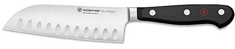 WÜSTHOF Santoku mit Kullen, Classic (1040131314), 14 cm Klinge, geschmiedet, rostfreier Edelstahl, sehr scharf, asiatisches Kochmesser, Sushimesser, Schwarz