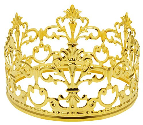CREPUSCOLO Kronen-Kuchendekoration, Vintage-Tiara-Krone, Kuchendekoration, Babyparty, Geburtstag, Kuchendekoration, kleine Baby-Krone für Jungen und Mädchen, Metall (Gold)