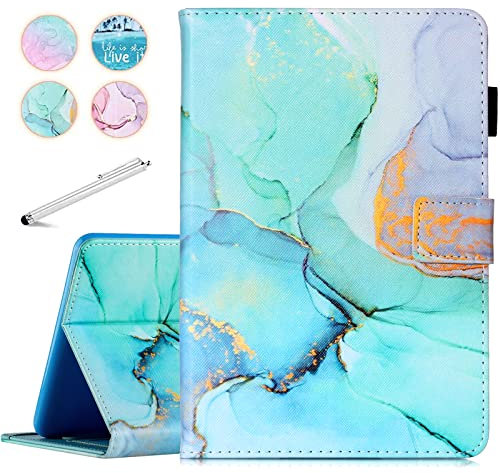 Fancity Case Fits Amazon Kindle Fire HD 8 & HD 8 Plus Tablet (12th Generation/10th Generation, 2024/2022/2020 Release) 8, PU Leather Standing Cover with Auto Sleep/Wake & Card Slot, Green Marble