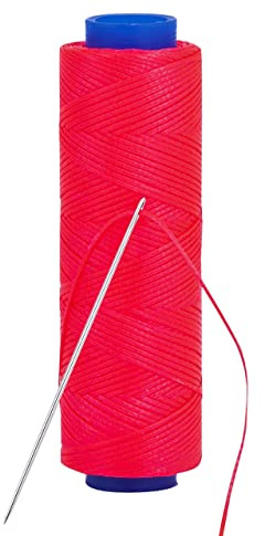 Shelver Waxed Thread, Strong Thread for Leather, Upholstery, Shoe, Bag, incl. Needle (Colour: NEON Pink)