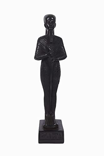 Einzigartige Statue des ägyptischen Lord Ptah-Hotep, Minster und Philosoph, Schriftsteller der Welt, älteste Buchtrage einer Feder aus schwarzem Polystein