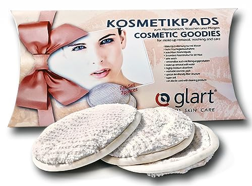 Glart 44AP Kosmetik-Pads zu Make-up-Entfernung, waschbar, mit Waschbeutel, beige und weiß, 7 Stück