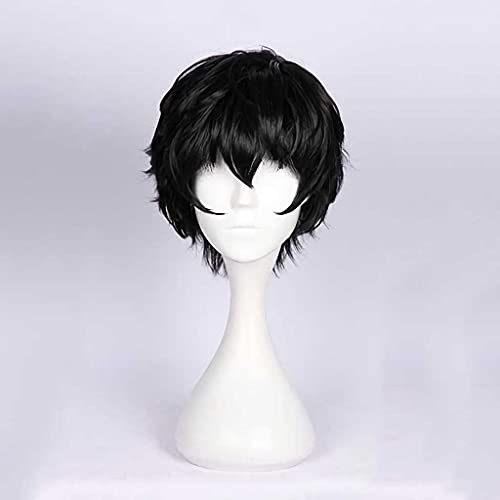 MAOMA Anime Cosplay Perücke,Persona 5 Joker Protagonist Akira Kurusu Perücke,Black Short Anime Cosplay Perücke,mit Kostenloser Perückenkappe,für Party Alltag Halloween Perücke Cosplay