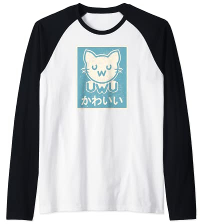 Retro Vintage Japanese UwU Cat Poster - Cute Kawaii Kitten Raglan