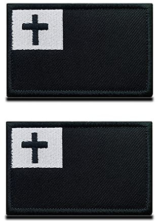 2 St. Taktischer Aufnäher mit Christlicher Flagge,Jesús Kreuz Sinnbild Verschluss Militär-Patch für Rucksäcke Mützen Taschen Weste Hundegeschirr Helm Stiefeln Militär Taktisch