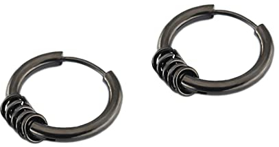 Daesar Creolen für Unisex, Ohrringe Edelstahl Rund mit Kreise 8MM Damen Herren Ohrringe Orientalisch Modeschmuck