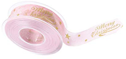 Easnea Cinta con alambre de Navidad rosa cinta de Navidad para árbol y envoltura de regalos y manualidades rosa