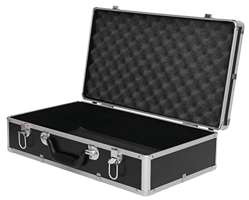 DOITOOL Werkzeugkoffer aus Aluminium Flightcase mit Schaumstoffpolsterung Abschließbarer Werkzeugkasten Tragbarer Transportkoffer für Messgeräte (500 X 280 X 130 Mm Schwarz)