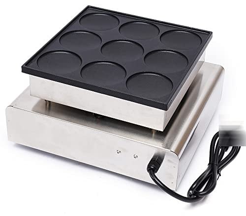 Elektrisches Waffeleisen mit 9 Gittern, 900 W, kommerzielles Pfannkuchen-Waffeleisen, Pfannkuchen-Waffeleisen, Edelstahl, 50~300 ℃