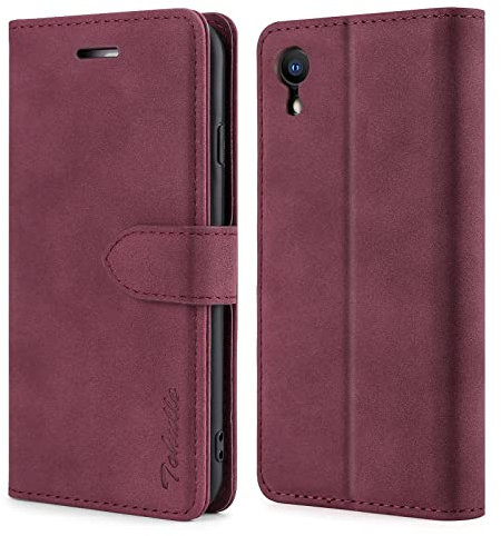 TOHULLE Case for iPhone XR, Premium PU Leather Wallet Case with Card Holder Kickstand Magnetic Closure Shockproof Flip Folio Case Cover for iPhone XR (6.1 Inch) - Red