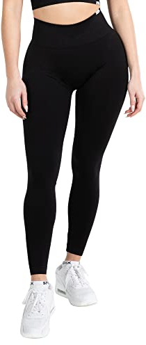 SMILODOX Leggings Damen Amaze Pro mit Scrunch, Butt Lift Sporthose High Waist V-Shape Trainingshose Seamless Blickdicht Yogahose Für Sport Fitness Alltag, Größe:S, Color:Schwarz