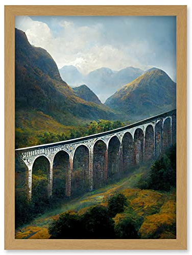 Doppelganger33 LTD Glenfinnan Viaduct Scotland Train Journey Artwork Framed Wall Art Print A4