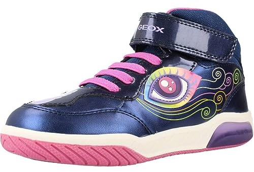 Geox Fille J Inek Girl Basket, Navy Multicolor, 25 EU