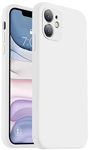 Vooii Compatible with iPhone 11 Case, Upgraded Liquid Silicone with [Flat Edges] [Camera Protection] [Soft Anti-Scratch Microfiber Lining] Phone Case for iPhone 11 6.1 inch - White