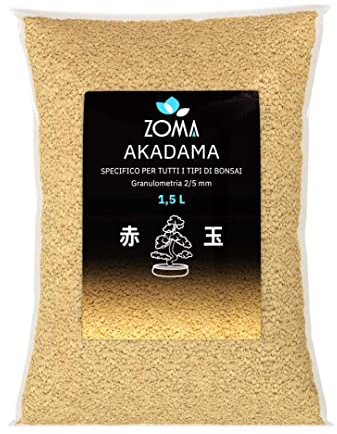 ZOMA Akadama per Bonsai professionale grani da 2-5 mm, Argilla Giapponese per bonsai e piante grasse varietà dura, Substrato Vulcanico, Drenante e Anti Ristagno - 1,5 L