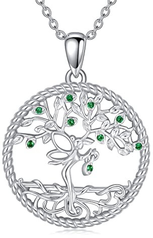YAFEINI Tree of Life Necklace for Women 925 Sterling Silver, Guardian Angel Pendant with Cubic Zirconia Jewellery Gifts for Wife, Mum and Girlfriend(Guardian Angel Necklace)