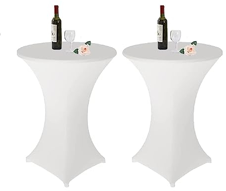 2 Stück Stretch Stehtisch Husse Stehende Tischdecke 60 x 110cm Elastische Tischdecken für Bar Counter, Runde Tisch Hochzeit, Geburtstagsfeier