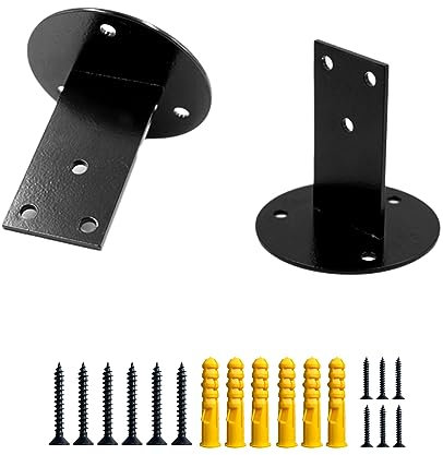 JuneFanwei 2pcs Black Handrail Bracket, Heavy Duty Stainless Steel Handrail Brackets for Staircase Stair Railing with Screws