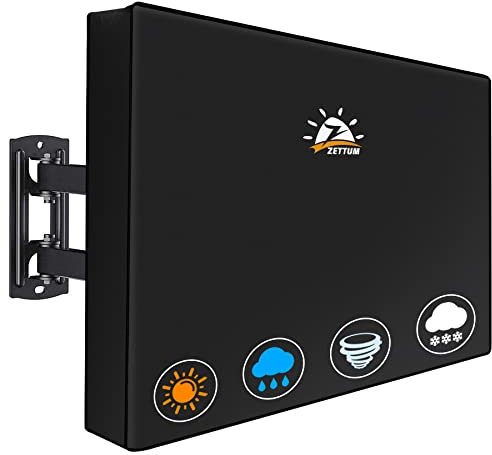Zettum TV Abdeckung für 28-32 Zoll TV, Fernseher Bildschirmschutz Abdeckung Außenbereich 600D Oxford PU Beschichtung Heavy Duty & Wasserdicht Displayschutz für Fernseher (Schwarz)