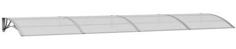 vidaXL Auvent de Porte, Marquise Solaire avec Support, Abri Protection Contre Pluie, Banne Entrée Porte Patio, Gris 400x100 cm Polycarbonate