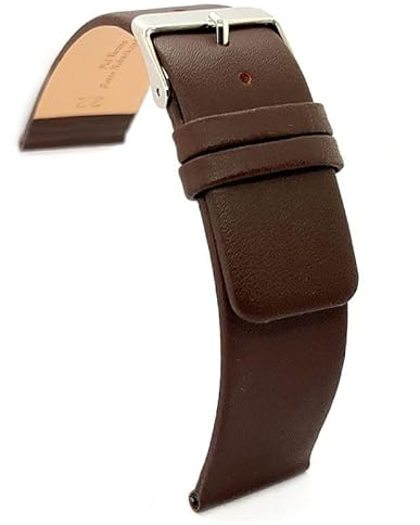 diloy Lederarmband für klassische Uhr – Glattes Rindsleder ohne Nähte, minimalistisches Design – Größen 18mm, 20mm, 22mm, 24mm, 26mm, 28mm, 30mm 327 Dunkelbraun 28mm