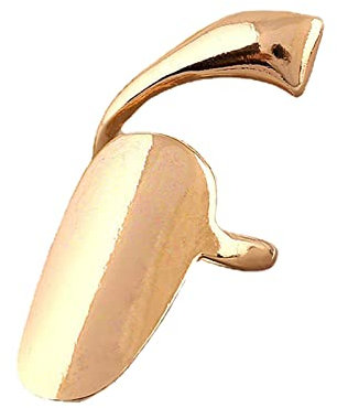 Sbyhbhyds Ring Alloy Texture Fashion Nail Ring Extend Finger Nail Rings Hand Ornaments Nail Decoration Finger Ring Dainty Rings Set (Gold, A)