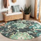 Lahome Floral 5ft Runder Teppich - Waschbarer Großer Boho Runder Teppich für Wohnzimmer Rutschfester Überwurf Kreis Teppich für Esszimmertisch, Weicher Blauer Paisleymuster Bodenteppich für