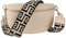 MIRROSI® Bauchtasche Damen, Echtleder, Made in Italy, Umhängetasche, Brusttasche, Crossbody Bag (1 Tasche & 2 Gurte) (Beige (NN Beige Schwarz), Große Tasche (28x18x9cm))