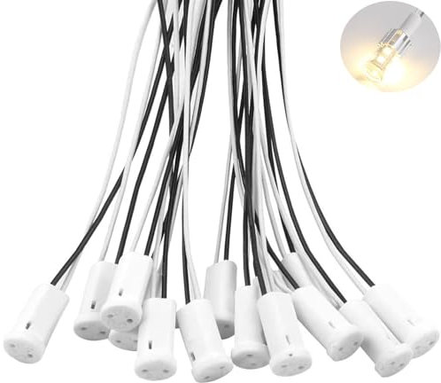 Ieron 20 Pièces Douille de Connecteur de Fil G4, Base d'Ampoule Support de Lampe G4 en Céramique 12V pour Douille LED Halogène à Incandescence Fil Noir et Blanc Douilles de Lampe de 20 cm