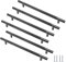 Cjueiom Matt Black Cupboard Handles - 6 Pack, 192mm Hole Center, T Bar & Knurled Drawer Handles with Diamond Pattern, Long Wardrobe Door Pulls for Kitchen & Bedroom Cabinet & Drawer