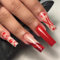 24pcs Long Coffin False Nails French Tip Red Stick on Nails Kiss XO Heart Press on Nails Removable Glue on Nails Full Cover Fake Nails Valentines Day Women Bridal Nail Art Accessories