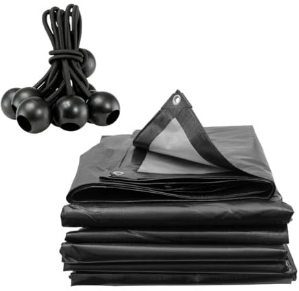 Tarpaulin Extra Heavy Duty Waterproof Cover Tarp Ground Sheet Mesh 250GSM + 6 Free Bungee (3m x 5m)