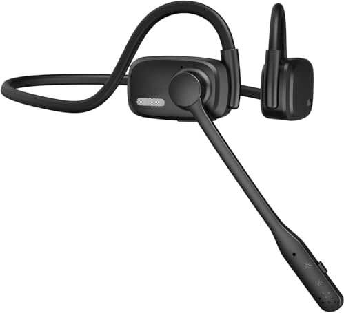 Auriculares Bluetooth, auriculares inalámbricos Bluetooth V5.4 con micrófono con cancelación de ruido, tiempo de reproducción de 12 horas, controlador de diafragma de 15.4 mm, auriculares abiertos