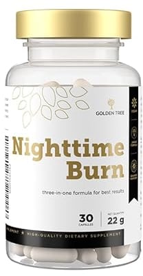 Golden Tree Nighttime Burn Abnehm-Tabletten für Frauen & Männer – Fatburner zum schnellen Abnehmen mit L-Carnitin, Neopuntia & Baldrianwurzel – Thermogenes Supplement zum Abnehmen im Schlaf