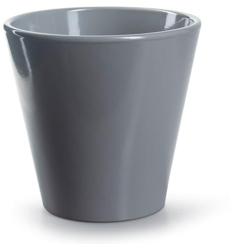 Annastore Blumenübertopf Isadora aus Keramik Pflanztopf Blumentopf Keramiktopf Übertopf für Blumen (Grau, Ø 20 cm/H 19,5 cm - Konisch)