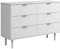 GOOBUY Credenza, cassettiera, 100 x 34 x 75 cm, armadio con 6 cassetti, alta, mobile TV, cassettiera stretta, armadietto per soggiorno, camera da letto, corridoio (bianco), HKBFDC016WH0CJ-E-GB
