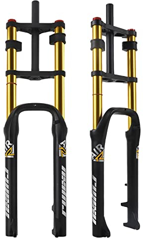 26x4.0 Fat Bike Forcella Doppia Spalla Forcella Ammortizzata per Bici da Viaggio 140mm DH MTB Forcella Aria Ritorno Regolare 1-1/8 Sterzo E-Bike Forcella Anteriore per Bicicletta elettrica QR 9x135mm