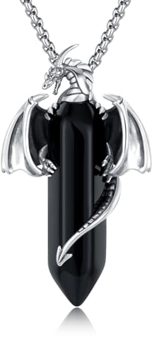 OHAYOO Drachen Kette Kristall Halskette Damen Herren Silber 925 Drachen Anhänger Schmuck