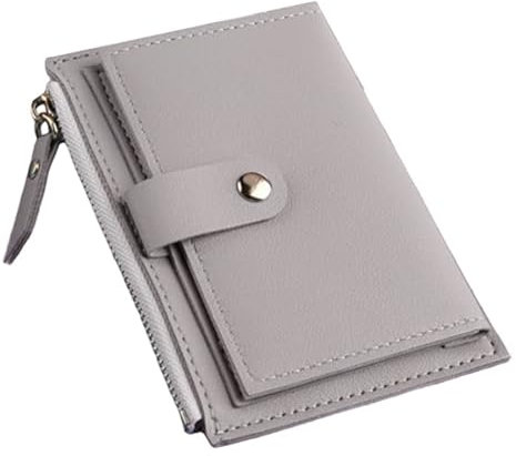 UENXRXE Porte Carte et Monnaie Femme, Petit Portefeuille Court en Cuir PU Lisse et Souple, Gris Clair