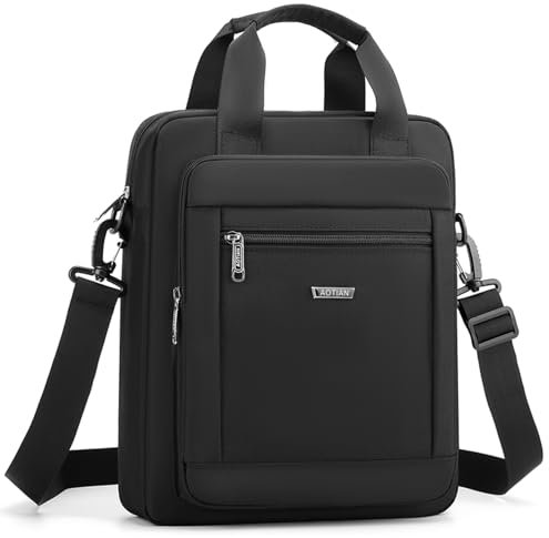 zhongningyifeng Herren Messenger Bag 14 Zoll Laptoptasche Nylon Große Umhängetasche Business Wasserdicht Casual Schwarz Crossbody Tasche für Arbeit Reisen Outdoor, Schwarz