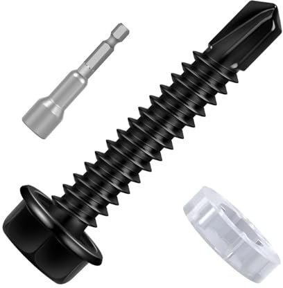 Dayalo 25 viti autofilettanti 5,5 x 32 mm, viti autofilettanti esagonali 410 in acciaio inox, ossido nero, viti per lamiera trapezoidale con rondella di tenuta e chiave esagonale