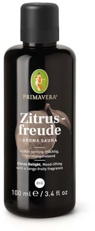 PRIMAVERA Zitrusfreude Aroma Sauna bio 100 ml – Saunaöl, Aromatherapie - spritzig-fruchtiger Duft – stimmungshebend - vegan