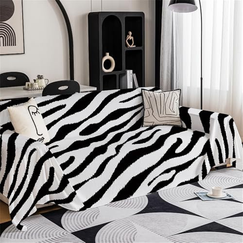 FANSU Sofabezug L Form 1 2 3 4 5 Sitzer, Sofaüberwurf Decke Ecksofa Minimalismus Couch Bezug Sofaschoner Sofa Decken Couch Überwürf Einteiliger Sofabezug (Zebra-Druck,1 Sitzer(180x130cm)