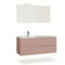 AQA DESIGN Mobile da Bagno VENERE in MDF Cannettato, 4 Pezzi, Base Sospesa 120 cm con 2 Cassetti, Lavabo in Ceramica con vasca a sinistra, Specchio, Lampada LED, Made in Italy (Rosa cipria)